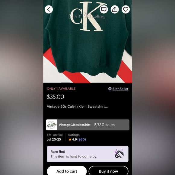 90s CALVIN KLEIN JEANS SWEATSHIRT - Picture 5 of 5